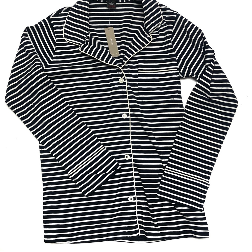 J CREW Navy Stripped Long sleeve Pajama Top XS